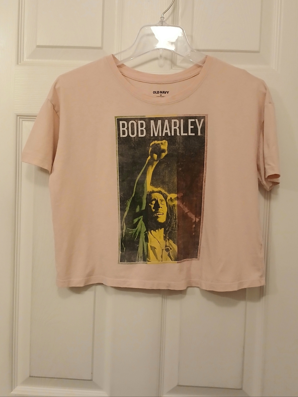 Old Navy Bob Marley Graphic Tee Women's Size XS Pink Peach Y2K Style Indie Retro